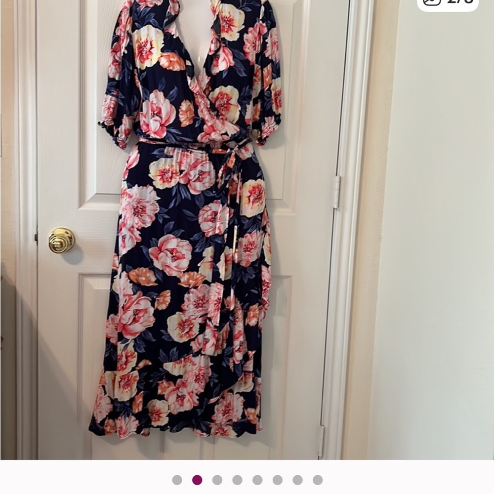 Old Navy Navy Blue Floral Midi Dress